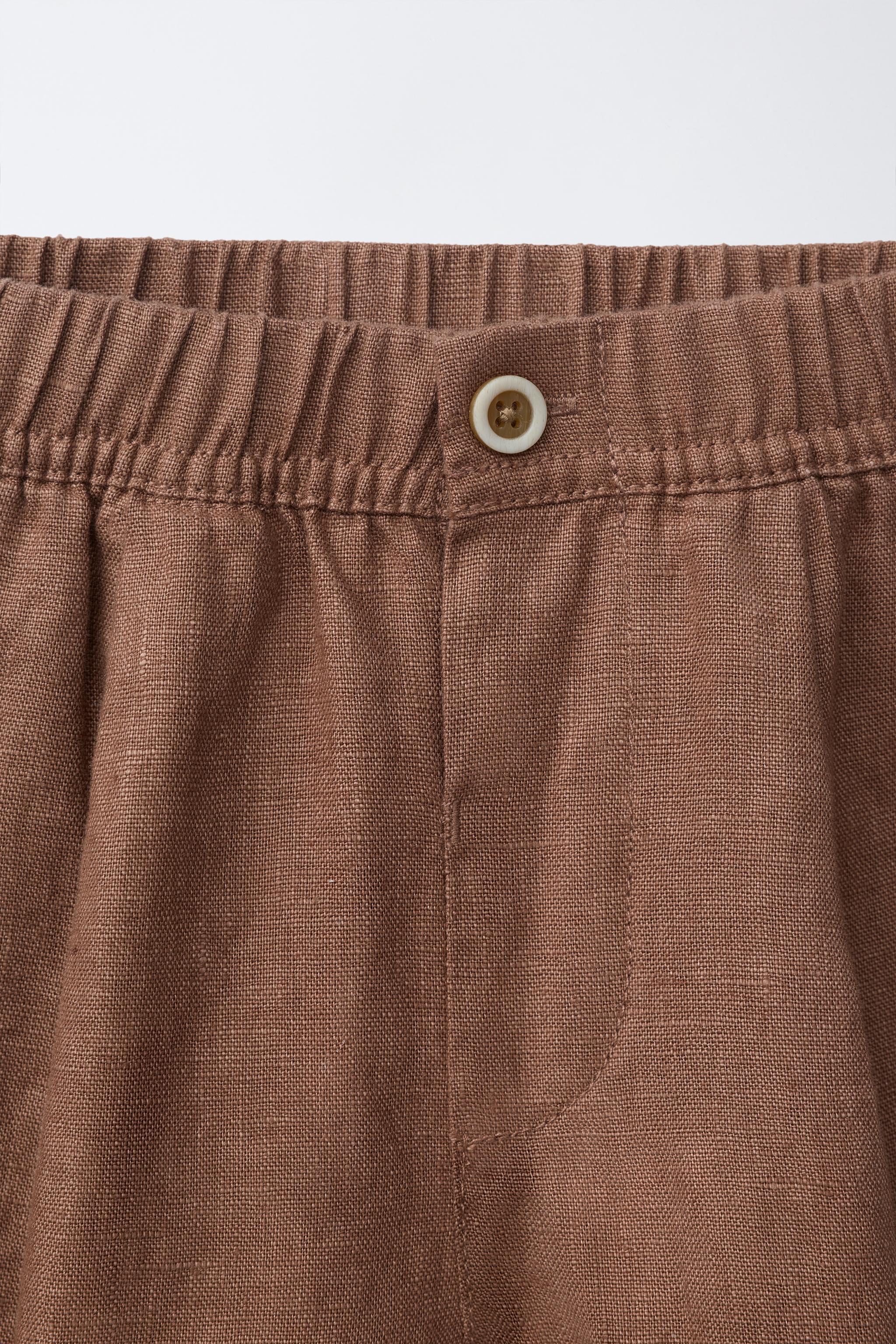 STRIPED 100% LINEN PANTS